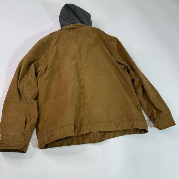American Eagle Coat Men XL Lined Waxed Canvas Jacket Workmans Brown Sherpa Chore - Picture 9 of 10